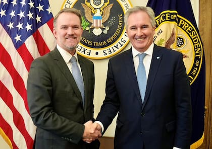 Jamieson Greer, funcionario de EEUU con el canciller Pablo Quirno. Argentina y Estados Unidos hicieron un Acuerdo Marco de Comercio Recíproco e Inversión
