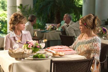 Jane Fonda y Jennifer Lopez cuando compartieron set, en 2005. De aquella experiencia nació una duradera amistad y hoy la artista se permite compartir con el público sus opiniones sobre el amor de JLO y Affleck