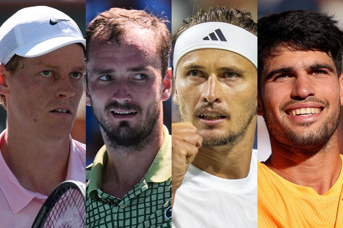 Jannik Sinner, Daniil Medvedev, Alexander Zverev y Carlos Alcaraz son los cuatro mejores del Masters 1000 de Indian Wells 2026