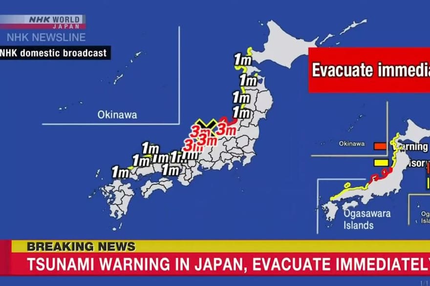 Japón: alerta de tsunami tras un fuerte sismo en el centro del país