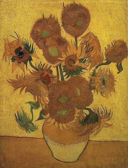 Jarrón con catorce girasoles, óleo pintado en Arlés, enero de 1889, perteneciente a la colección del Museo Van Gogh de Ámsterdam, Países Bajos