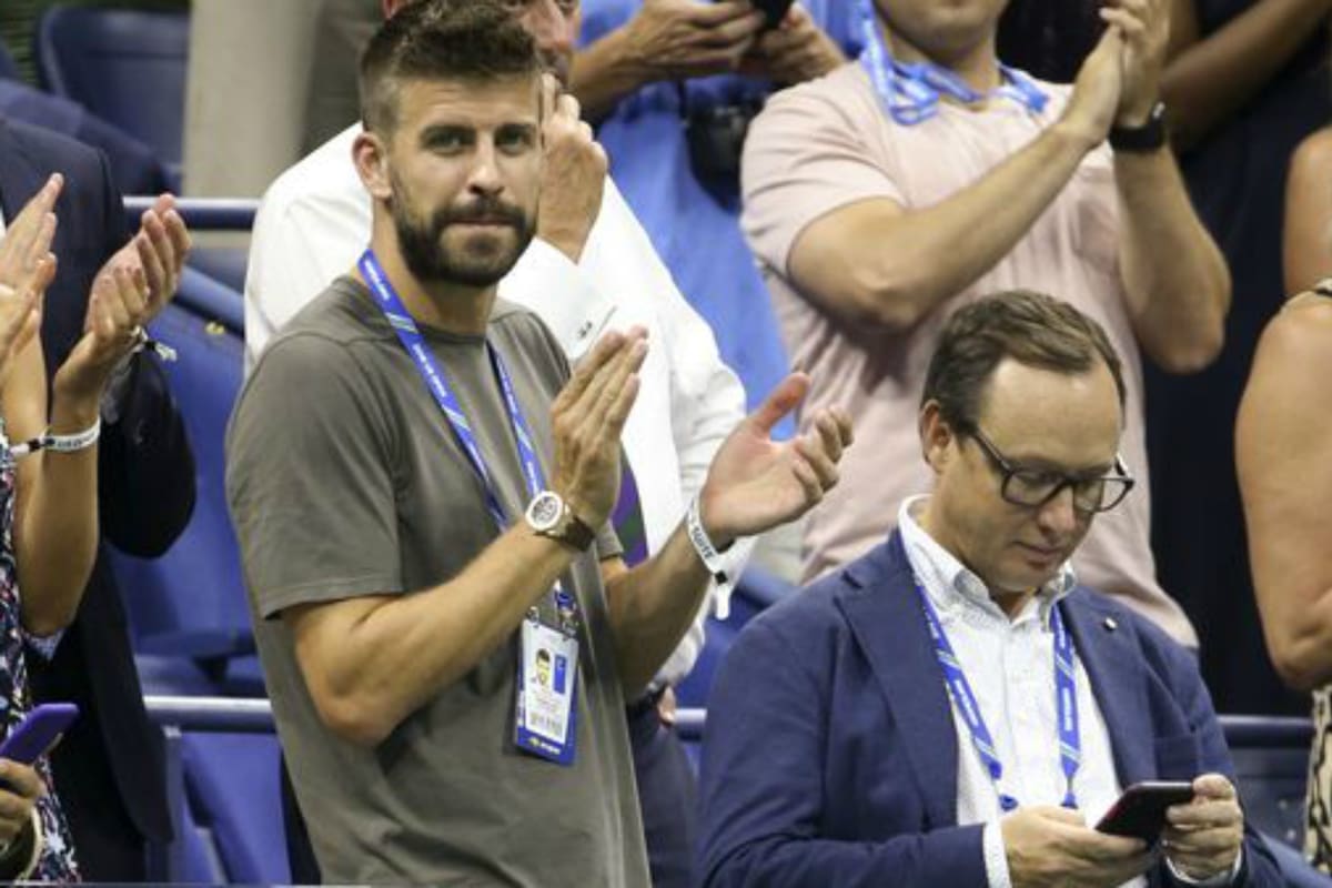 Javier Alonso, acompañado por Gerard Piqué, durante el US Open