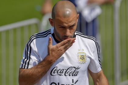 Javier Mascherano en el entrenamiento de la mañana
