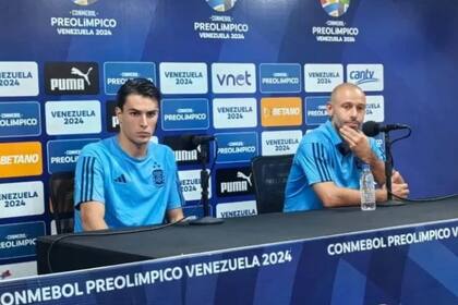 Javier Mascherano, en la conferencia de prensa con Federico Redondo