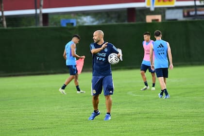 Javier Mascherano en uno de los entrenamientos de la selección argentina Sub 23 en Venezuela
