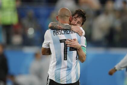 Javier Mascherano y Lionel Messi, Mundial Rusia 2018 Argentina vs Nigeria.