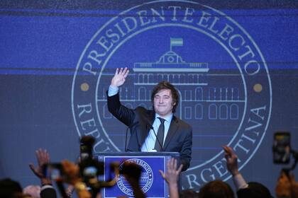 Javier Milei al conocerse los resultados del balotaje que lo eligieron presidente