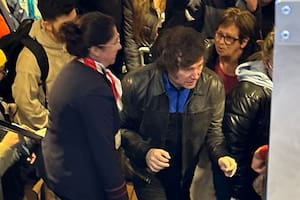 Javier Milei, al llegar a Colonia del Sacramento, en Uruguay
