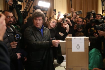 Javier Milei, al votar en la UTN, sede Medrano, el domingo pasado