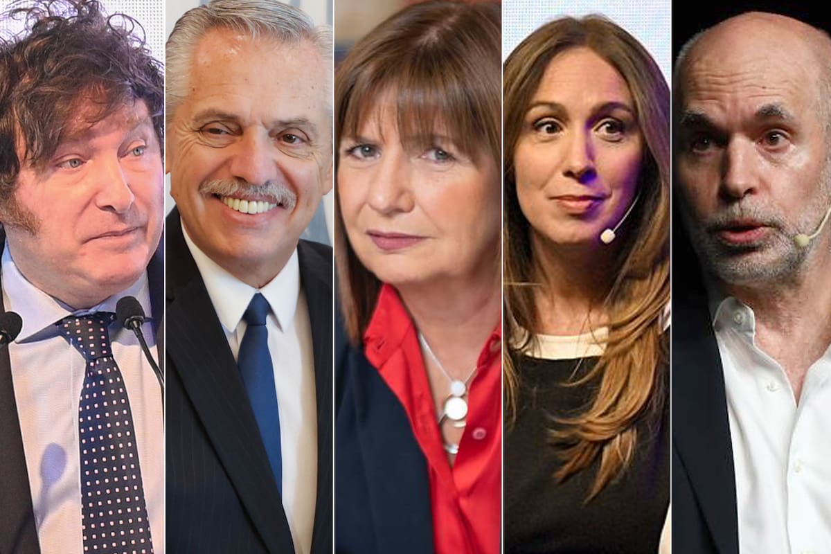 Javier Milei, Alberto Fernández, Patricia Bullrich, María Eugenia Vidal y Horacio Rodríguez Larreta