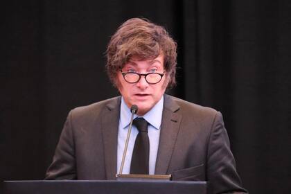 Javier Milei, anoche, en el encuentro con empresarios e inversionistas en Los Ángeles.