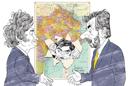 Javier Milei, Axel Kicillof y Cristian Ritondo