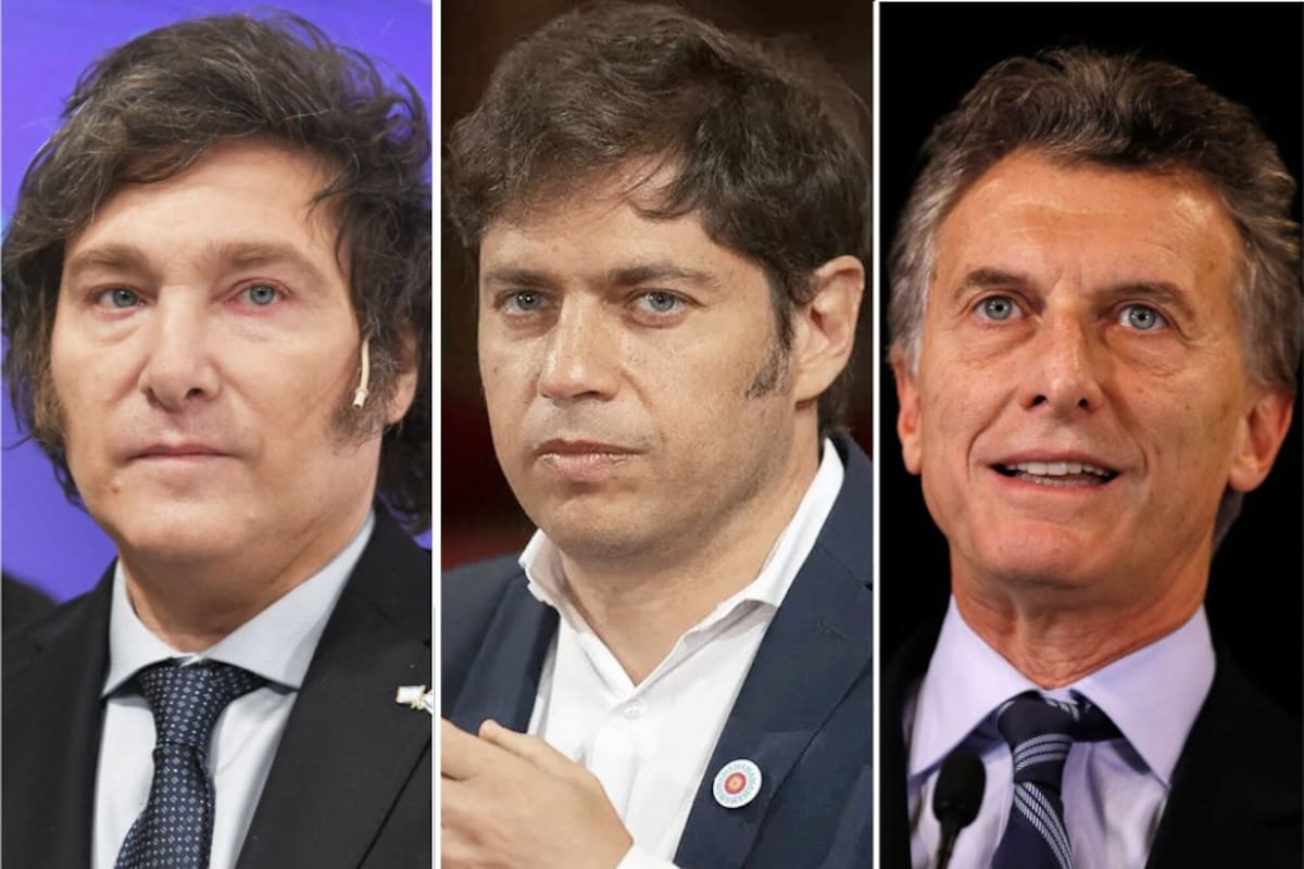 Javier Milei, Axel Kicillof y Mauricio Macri