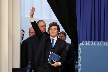 Javier Milei, ayer en la Universidad Yeshiva, antes del lanzamiento de la "Argentina Week" en busca de inversores