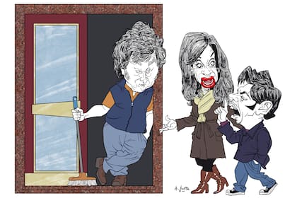 Javier Milei, Cristina Kirchner y Axel Kicillof