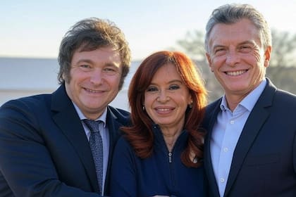 Javier Milei, Cristina Kirchner y Mauricio Macri, felices, según la imaginación de Grok