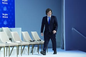 Javier Milei, cuando asistió al Consejo de la Paz que lanzó Trump