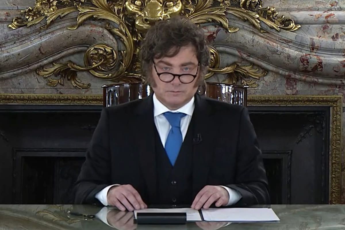 Javier Milei, cuando utilizó la cadena nacional para anunciar el proyecto sobre Malvinas