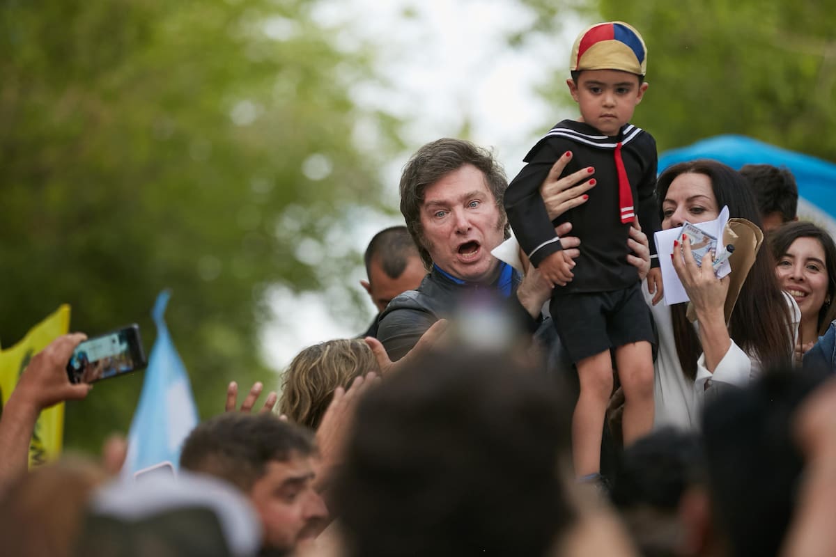 Javier Milei durante el acto en Mendoza