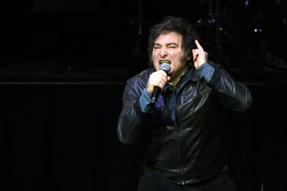 Javier Milei, durante el show en el Movistar Arena