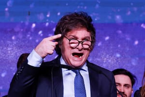 Javier Milei, durante la celebración de su triunfo en las recientes PASO