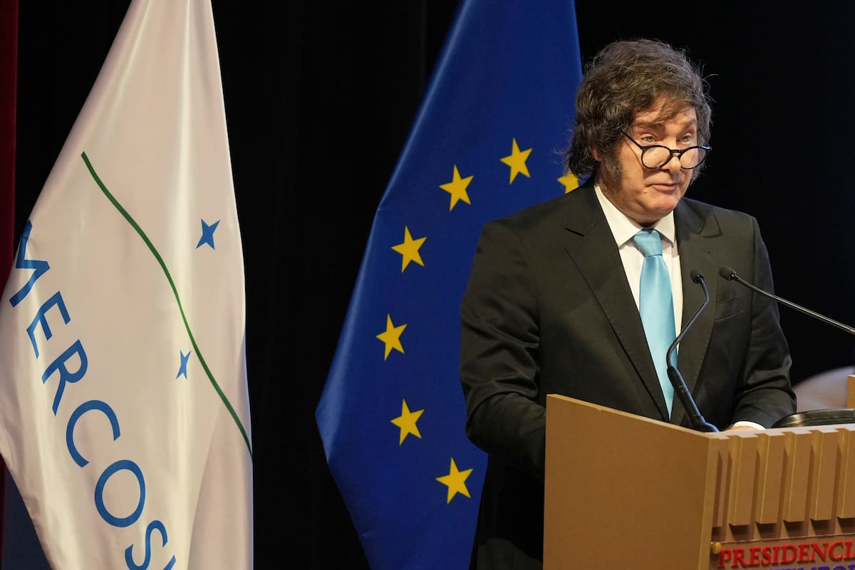 Javier Milei, durante la reunión en la que se firmó el acuerdo de libre comercio entre la Unión Europea y el Mercosur en Asunción, Paraguay, el sábado 17 de enero de 2026