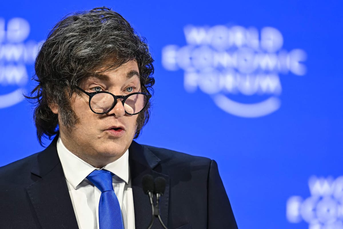 Javier Milei durante su discurso en el foro económico de Davos