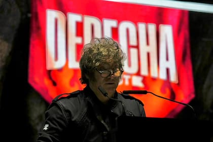 Javier Milei durante su discurso en la Derecha Fest en el que volvió a cuestionar a Techint