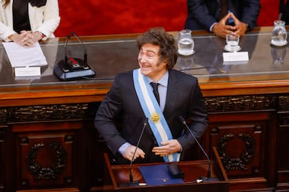 Javier Milei, el sábado 1° de marzo, abriendo las sesiones ordinarias del Congreso