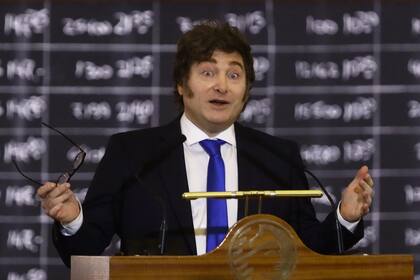 Javier Milei, el viernes pasado, en la Bolsa de Comercio