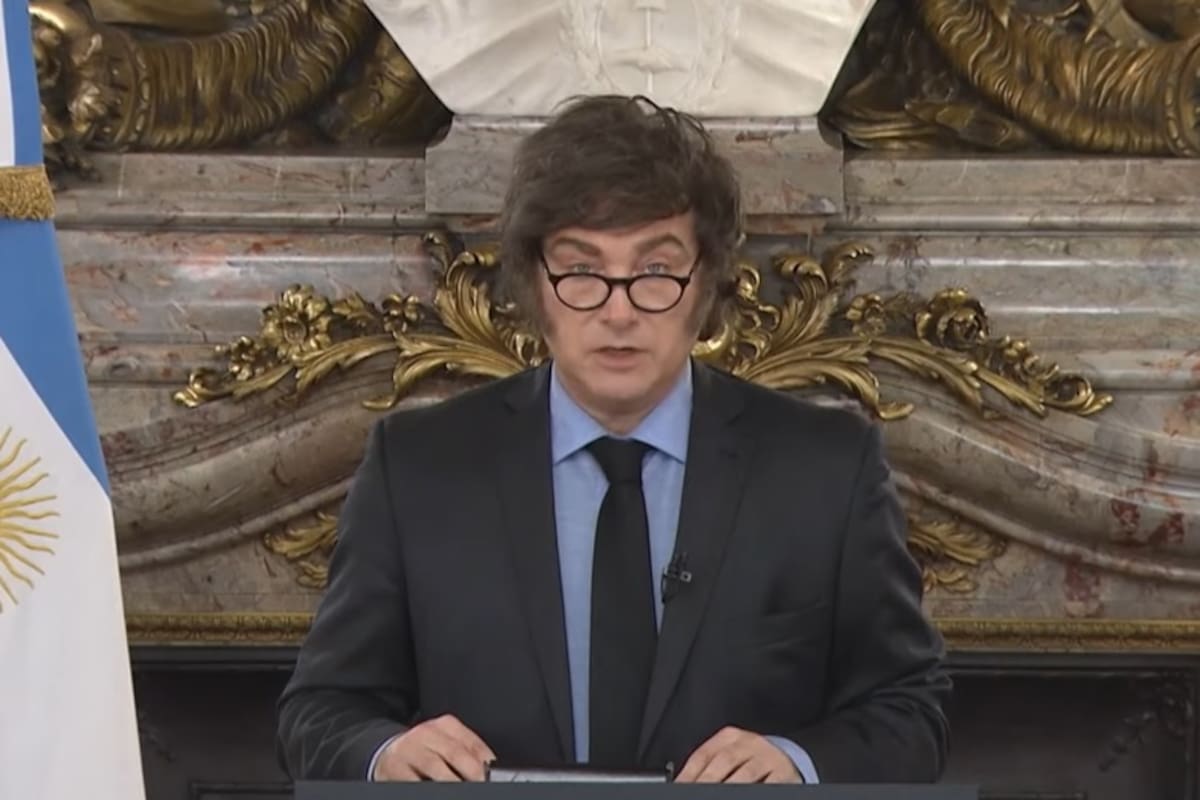 Javier Milei en cadena nacional desde la Casa Rosada