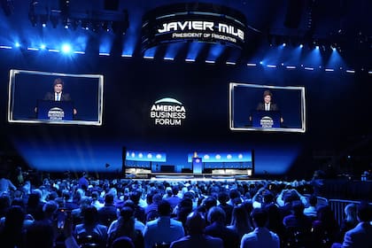 Javier Milei, en el America Business Forum en Miami