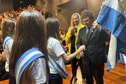 Javier Milei en el colegio Cardenal Copello, en Villa Devoto