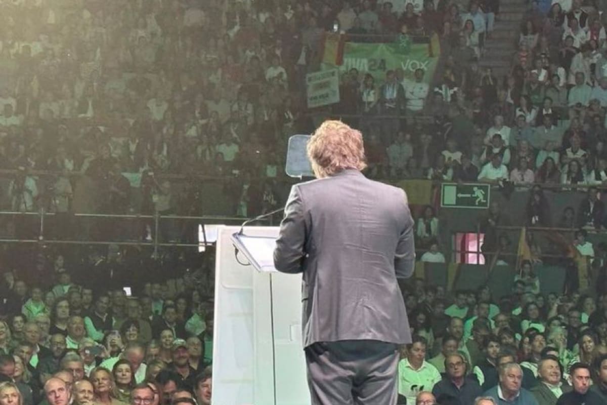 Javier Milei, en el Palacio Vistalegre, en Madrid, donde se celebró la cumbre de VOX