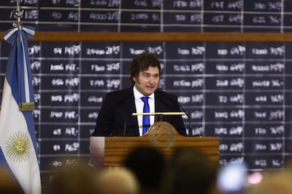 Javier Milei en la Bolsa de Comercio