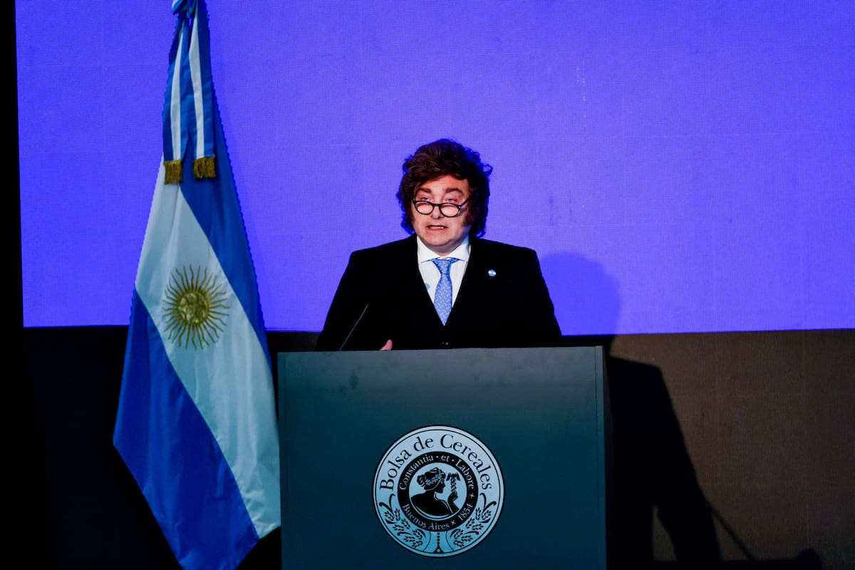 Javier Milei en la Bolsa de Cereales de Buenos Aires