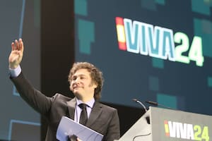 Javier Milei en la convención de agrupaciones de ultraderecha, en España, el domingo pasado