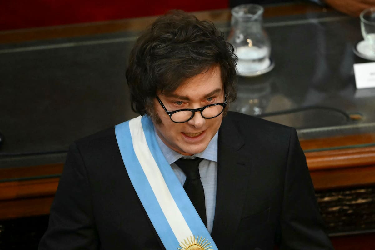 Javier Milei, en la inauguración de la 143ª sesión ordinaria del Congreso en el Congreso Nacional en Buenos Aires el 1 de marzo de 2025. (Foto de Luis ROBAYO / AFP)