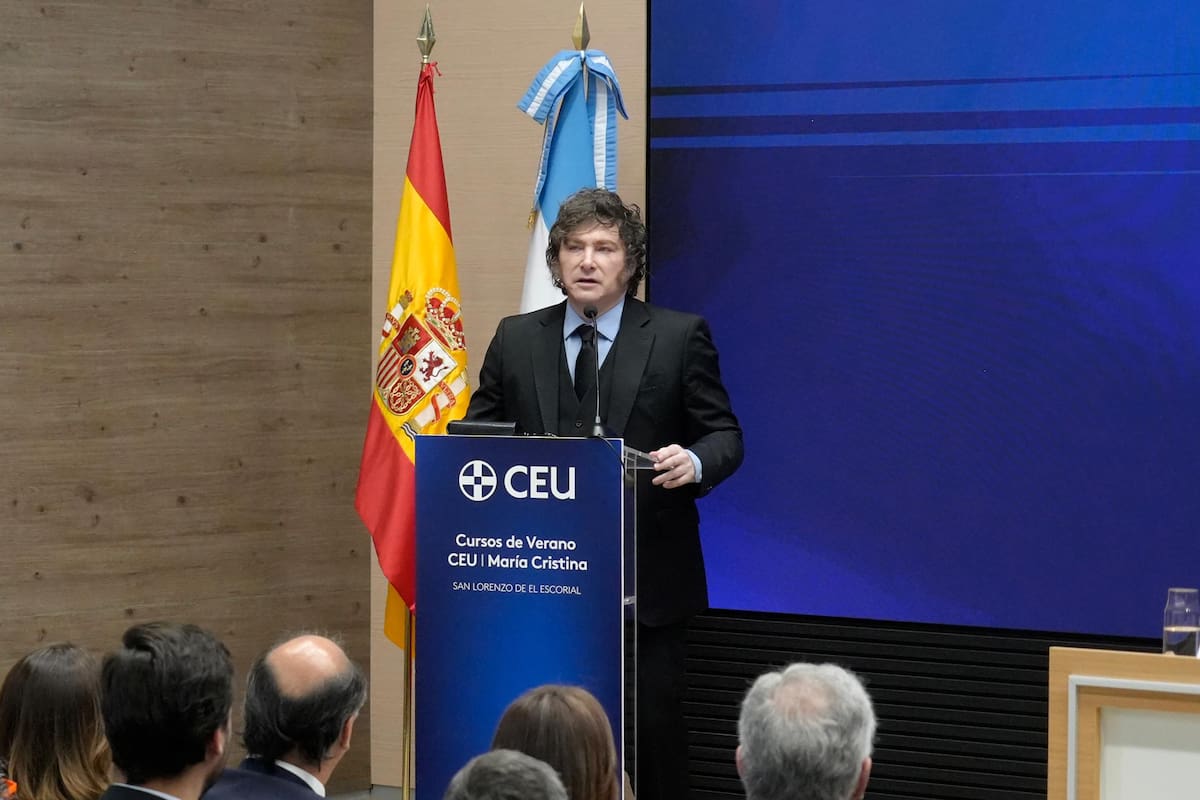 Javier Milei, en la Universidad San Pablo de Madrid