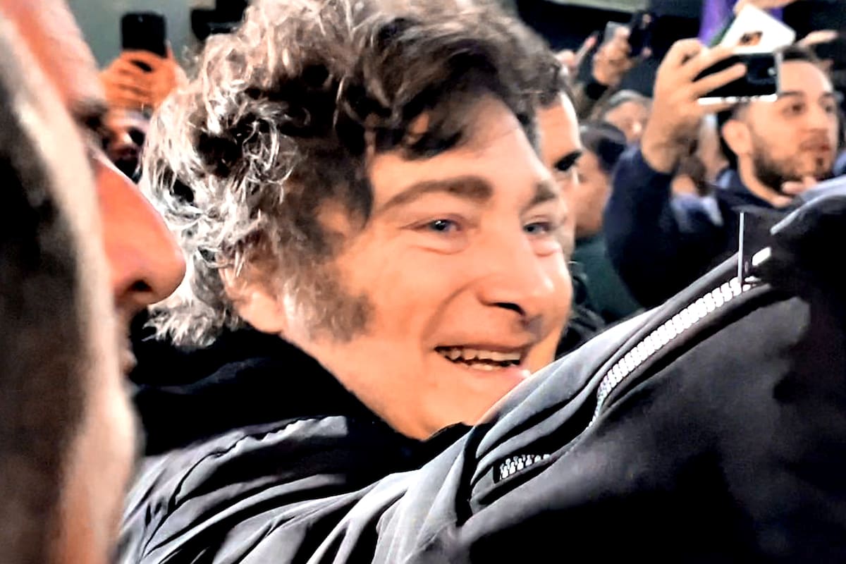Javier Milei, en un acto de campaña en Villa Lugano