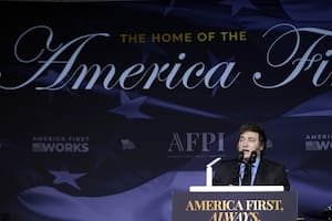 Javier Milei, en una de sus visitas a Estados Unidos, para un evento del trumpismo