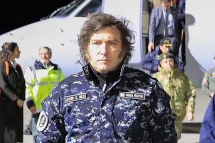 Javier Milei, en Ushuaia, con uniforme militar antes de su encuentro con Laura Richardson, jefa del Comando Sur de Estados Unidos