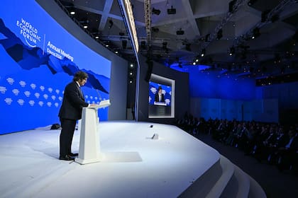 Javier Milei expuso hoy por tercera vez en el foro económico de Davos, en Suiza