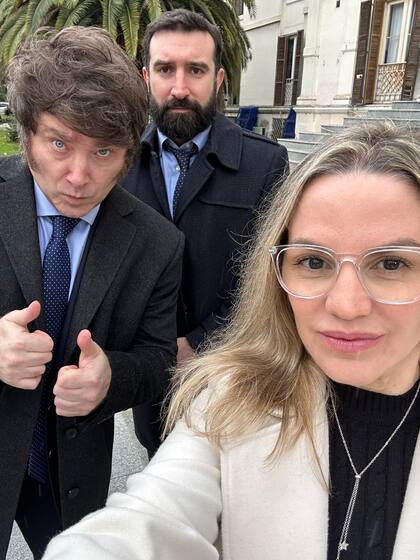 Javier Milei, Francisco Oneto y Carolina Píparo