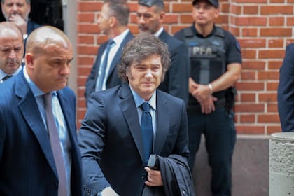 Javier Milei, hoy, en un acto con la comunidad judía