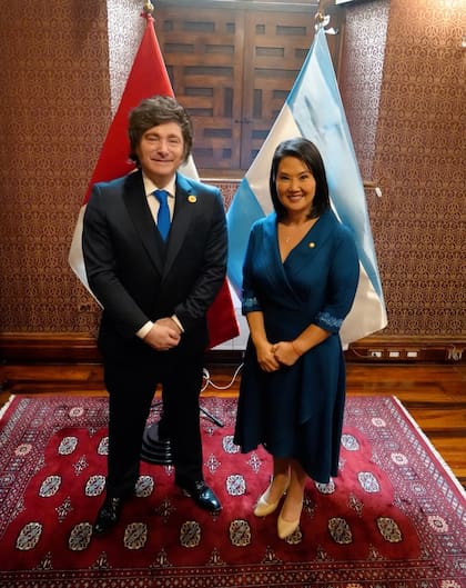 Javier Milei junto a Keiko Fujimori