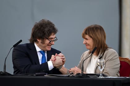 Javier Milei junto a Patricia Bullrich, exministra de Seguridad, una de las principales impulsoras del proyecto