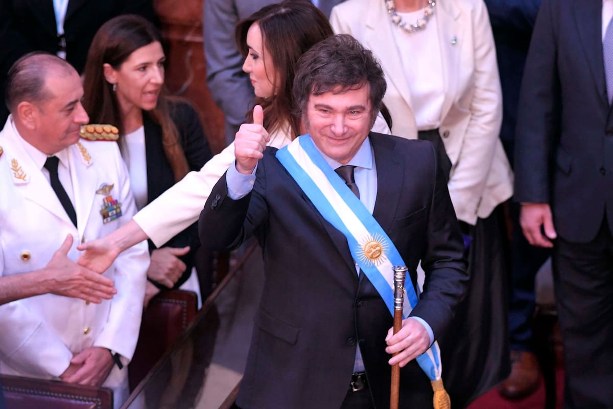 Javier Milei, luego de asumir como presidente