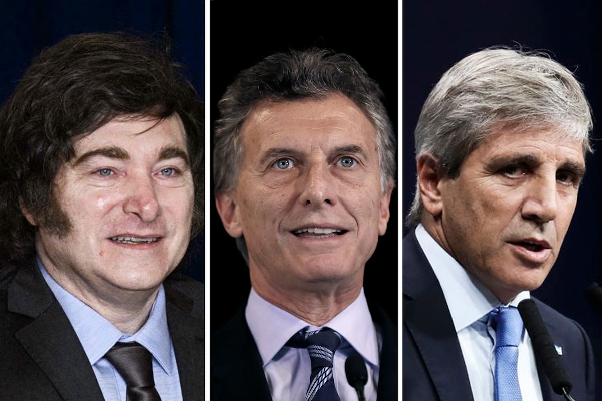 Javier Milei, Mauricio Macri y Luis Caputo