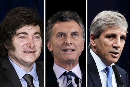Javier Milei, Mauricio Macri y Luis Caputo